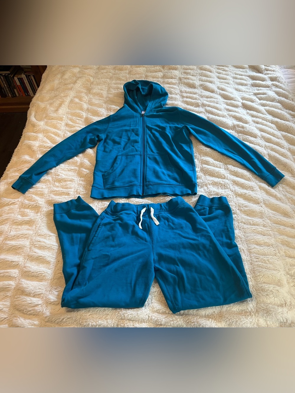 Hanna Andersson Blue Zip-up Hoodie & Joggers Set Kids Girls Boys Size 12